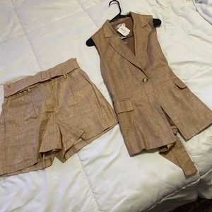 Tan short set with vest